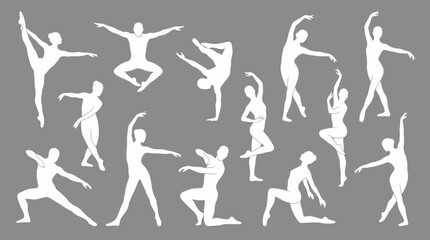 Vector Dance Pose Icon Set – Expressive Silhouettes of Human Movement for Performance, Choreography, and Artistic Motion Design Themes