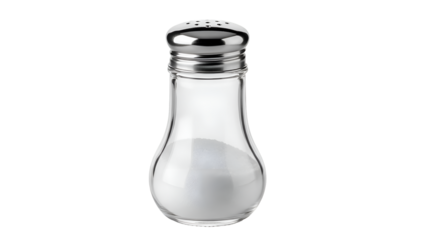 Clear glass salt shaker with metal lid