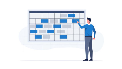 Man Planning Project on Large Schedule Board