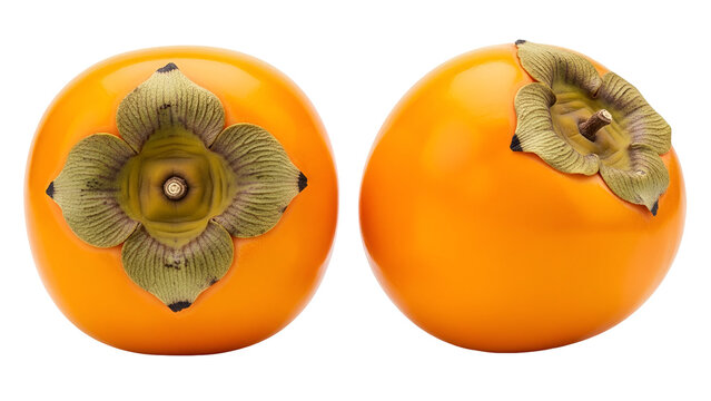 Two fresh persimmons on white background