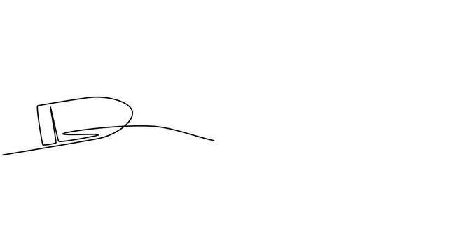 Bullet Cartridge continuous one line drawing, simple line minimalist 4k animation video, Single continuous line drawing of a bullets. Continuous line military bullet single line vector shot bullet pro