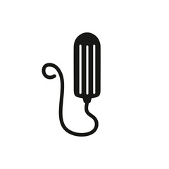 Feminine hygiene tampon icon. Menstrual tampon. Vector illustration. Flat design. Black silhouette.