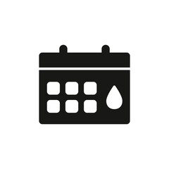 Menstrual calendar icon. Black period calendar. Vector. Flat design.
