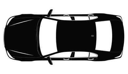 A minimalistic top down view of a sleek modern car with a contrasting white roof and black body high quality professional © Thysl2000