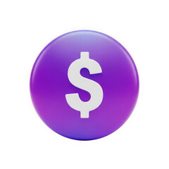 Obraz premium Purple dollar sign icon isolated on transparent background