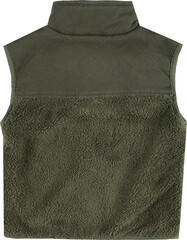 Olive green fleece vest with high collar and sleeveless design isolated on transparent background © NURMOHAMMAD