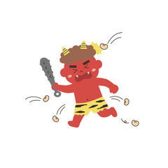 節分のイラスト　赤鬼と青鬼　アイコン