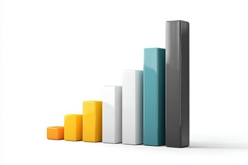 Financial Growth Visualization: Colorful bar graph demonstrating the concept of financial success and expansion. The ascending bars visually represent growth, progress, and market gains in a dynamic.