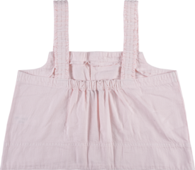 Pink cotton baby girl pinafore dress with straps isolated on transparent background