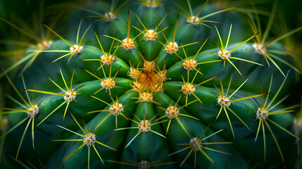 Obraz premium Extreme macro close-up of intricate green cactus surface detail