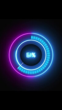 Futuristic Loading Indicator with 36 Percent Progress and Neon Glow circle. circle loding animation Beautiful Circle Loading icon animation. Animation for website. Pink and blue loading bar.