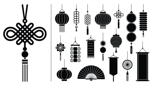 Chinese New Year Decoration Black Silhouettes