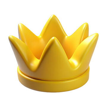 3d yellow crown object isolated on transparent background