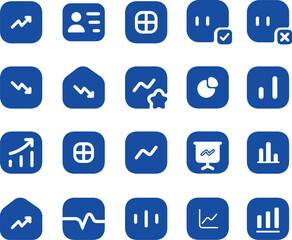 Fototapeta premium Business icons pack including finance, marketing, growth, analytics, and office symbols. Clean vector style ideal for presentations, websites, and corporate design.