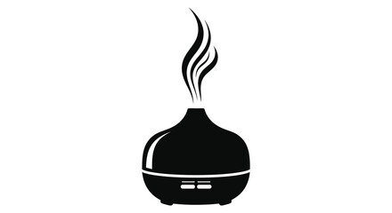 An elegant black essential oil diffuser emitting vapor a modern home fragrance design silhouette