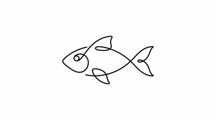Fototapeta premium Vector Fish Line Drawing – Minimalist Continuous One-Line Profile for Artistic, Marine, and Educational Design Themes