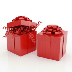 Two red gift boxes with bows