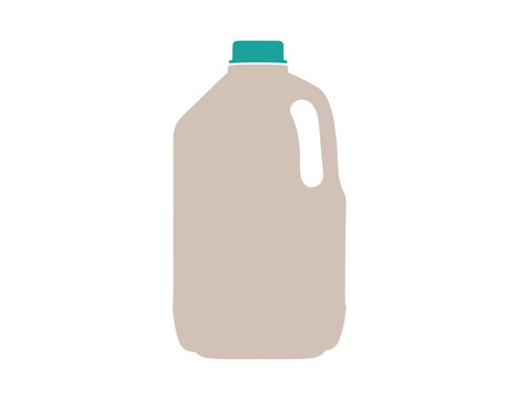 A flat vector drawing of milk in a plastic half-gallon jug with a red cap. Set against a white background.