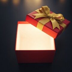 Open gift box with bow