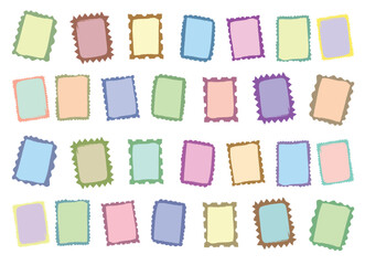 Colorful Vintage Postage Stamps Collection. Playful vector set of colorful vintage-style postage stamps