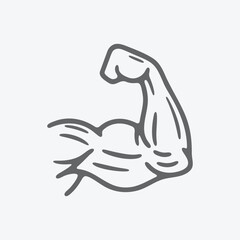 Obraz premium Strong Muscular Arm Bicep Flex Line Art Icon Illustration