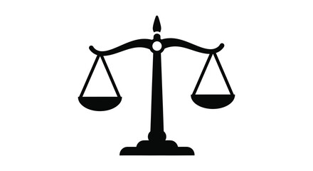 A striking black silhouette of scales representing justice balance and legal decisions a symbolic illustration
