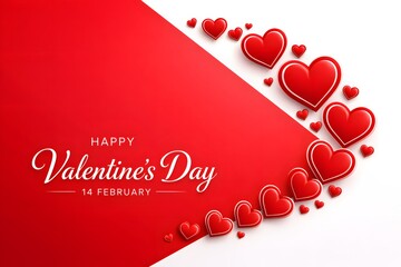 Romantic holiday template with red and white copy space and heart decorations