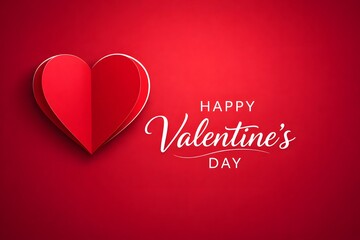 Romantic love card template with 3d heart paper art and clean typography