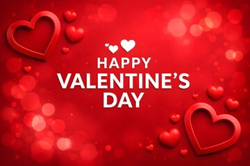 Romantic Valentines Day poster with glowing light circles and heart frames