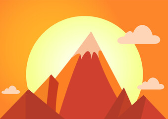 Landscape with a mountain at sunset