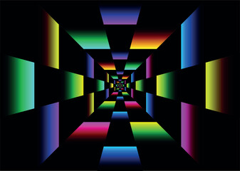 Dance floor. Night disco parties. Retro vintage neon grid dance floor horizon. Piano game. Vector stock illustration