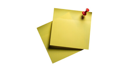 Yellow sticky notes pinned on transparent background