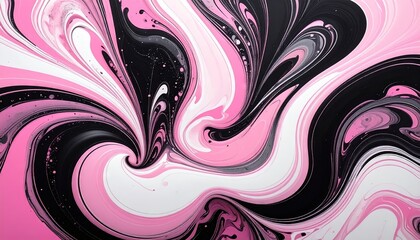 whirlpool swirl design with liquid pink, black, and white, paint