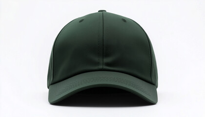 Dark forest green baseball cap made of soft fabric. Minimalist headwear piece with clean stitching. Perfect for any outfit, casual style, sports, or outdoor adventures