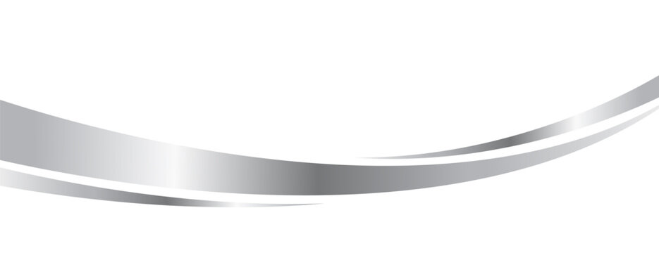 Flowing silver swooshes with silver gradient for a luxurious border or footer on a certificate, banner