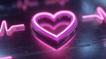 Neon heartbeat visualization on transparent