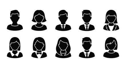 a collection of diverse black profile icons depicting people with varying hairstyles a stark silhouette