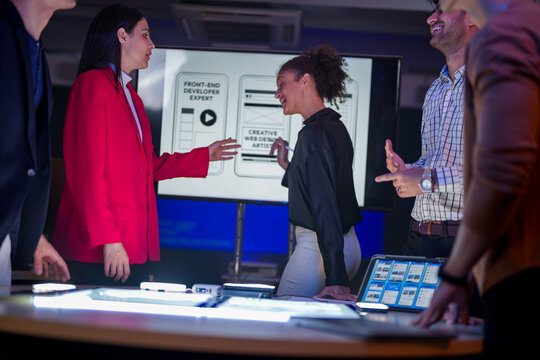 Future digital innovation and business strategy concept. Professional creative team brainstorming ideas for technology solution. Strategic planning for corporate growth and online customer experience. - Powered by Adobe