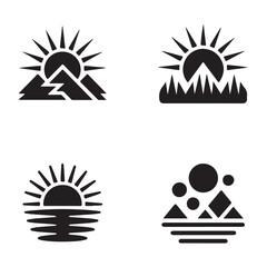 Minimal cold sunrise sun silhouette icon for winter climate theme