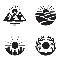 Arctic cold sunrise sun silhouette for winter weather graphics