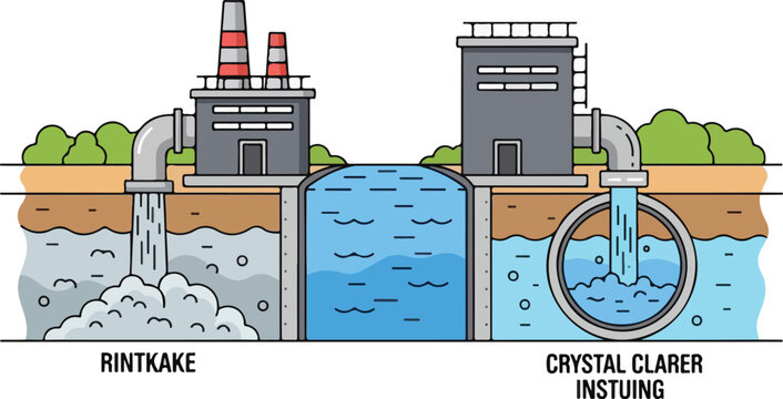 Industrial water treatment process with Rintkake and Crystal Clarer Instuing systems.