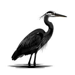 Obraz premium Great Blue Heron Bird Silhouette Detailed Wildlife Vector