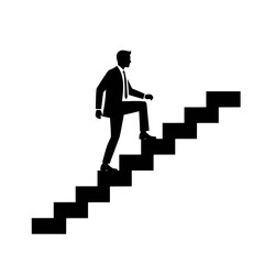 Businessman Climbing Stairs Silhouette Success and Career Growth Vector