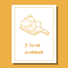 I love cheese Cheese Card, Gourmet Food Card, Cheese Card Design, Food Lover Greeting Template. Artisan Cheese Card, Printable Card for Food Events