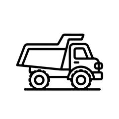 dump truck as a simple single icon logo, line art, vector illustration, isolated on transparent background