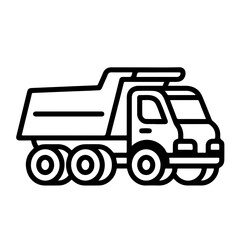 dump truck as a simple single icon logo, line art, vector illustration, isolated on transparent background