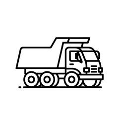 dump truck as a simple single icon logo, line art, vector illustration, isolated on transparent background