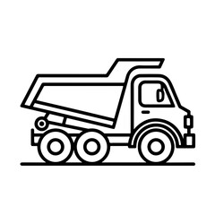 dump truck as a simple single icon logo, line art, vector illustration, isolated on transparent background