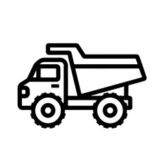 dump truck as a simple single icon logo, line art, vector illustration, isolated on transparent background
