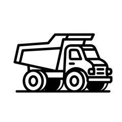dump truck as a simple single icon logo, line art, vector illustration, isolated on transparent background